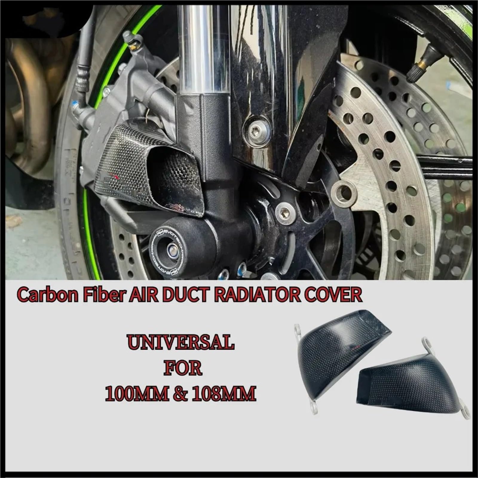 para Accesorios de Motocicleta de 100 mm y 108 mm, Pinza Delantera, conductos de Aire, Montaje de refrigeración de Frenos Modificado Refrigeración de Pinza de Freno Conductos de refri(C)