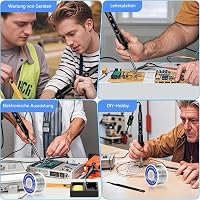 Lunriwis 80W LCD Forrasztópáka Készlet, 180-500°C Hőmérséklet Szabályozással, 5 Cserélhető Heggyel, Forrasztóónnal és Kiforrasztó Pumpával,  6