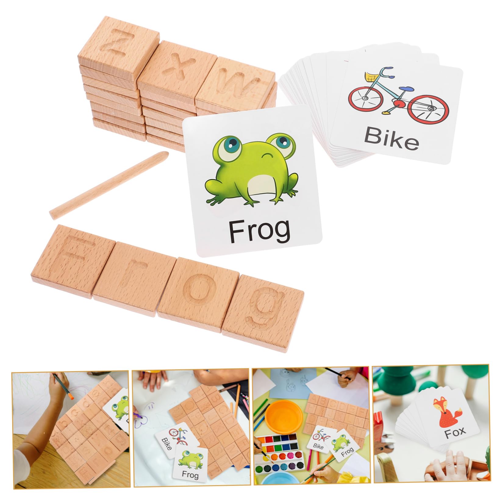 Vaguelly 1 Juego Tablero de de Letras para Aprendizaje Preescolar Juguete Educativo de Alfabeto con Tarjetas Ilustrativas Divertido para Desarrollar Habilidades Lingüísticas