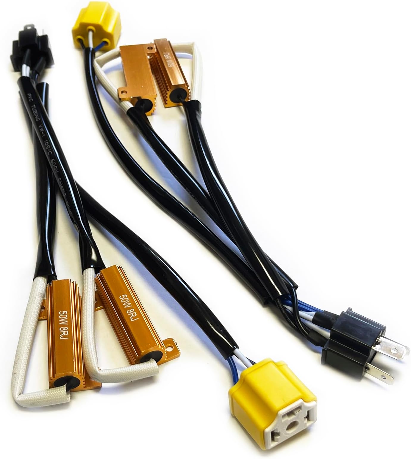 O-NEX H4 9003 LED Load Resistor Kit 50W 8ohm Headlight Bulb Relay Harness Adapter Anti Flicker Error Decoder Warning Canceller