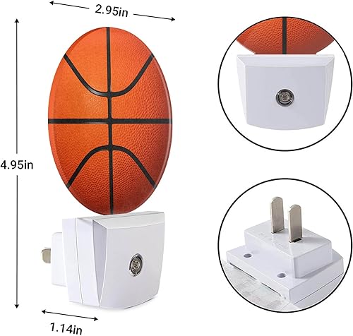 Miniatura 3 de EKOBLA Luz nocturna de baloncesto con diseño deportivo de pelota americana, luces nocturnas enchufables con sensor de atardecer a amanecer para