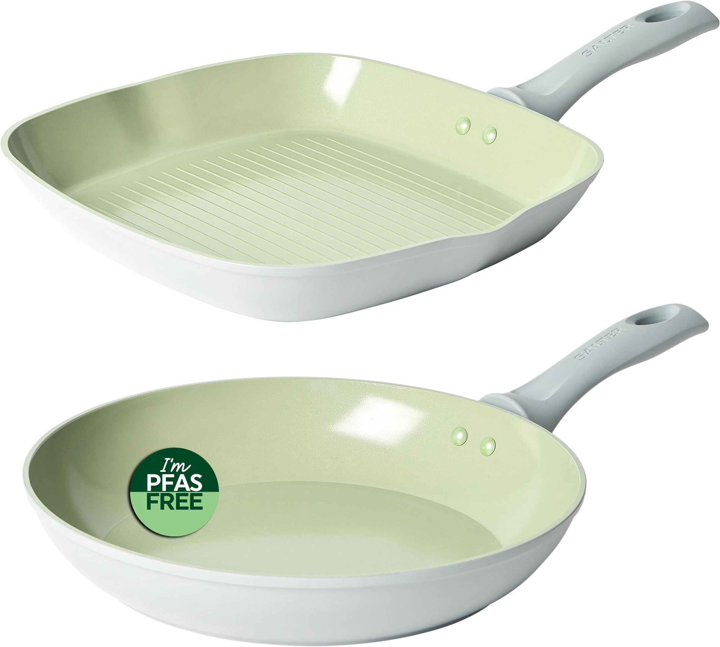 Salter Healthy Ceramic Non-Stick Coating, Induction Cookware, Aluminium Egg Pancake Cooking Skillet/Grill Pan for Steak