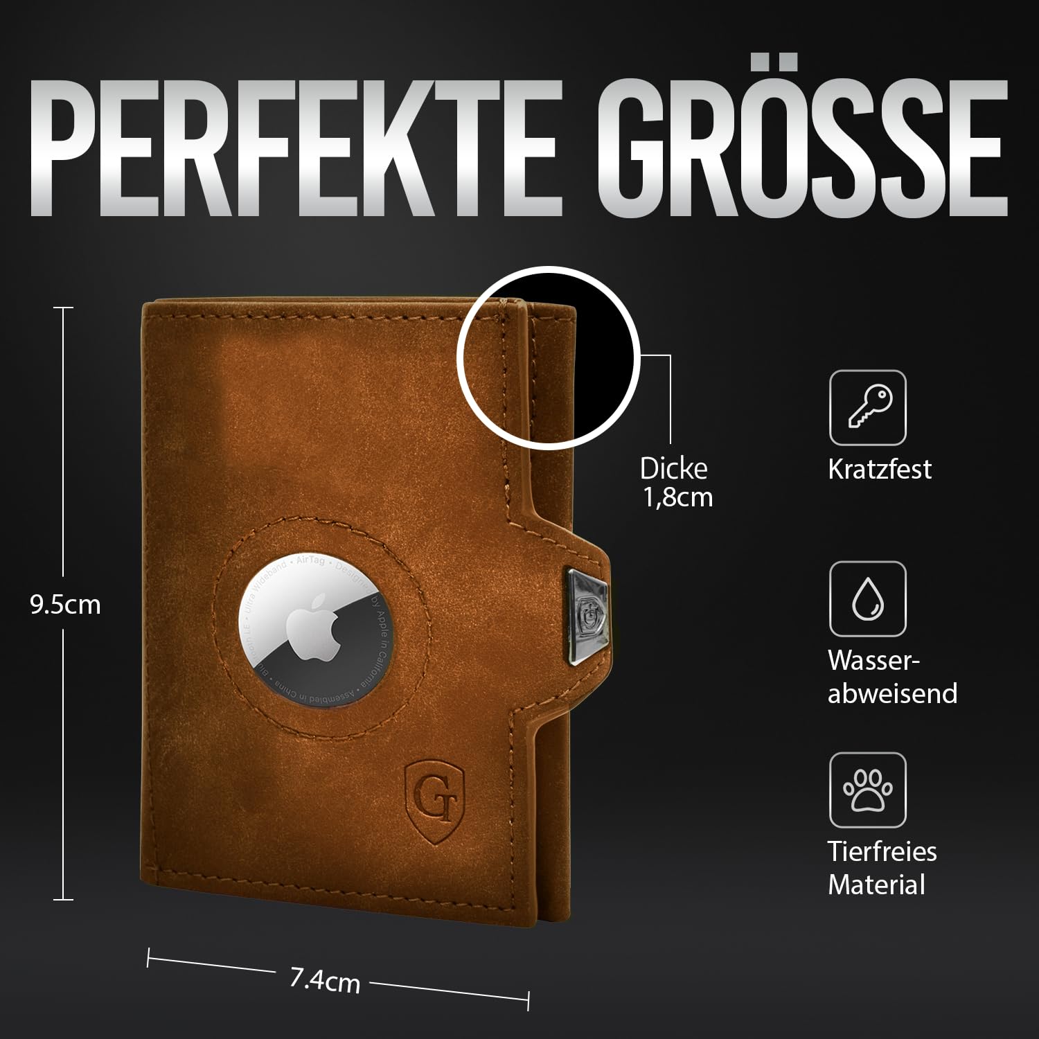GenTo Smartlet Air - Slim Wallet - Cartera con y sin monedero - Protección RFID NFC certificada TÜV - Mini monedero - Funda delgada para tarjetas de crédito para hombre y mujer - Incluye, marrón,