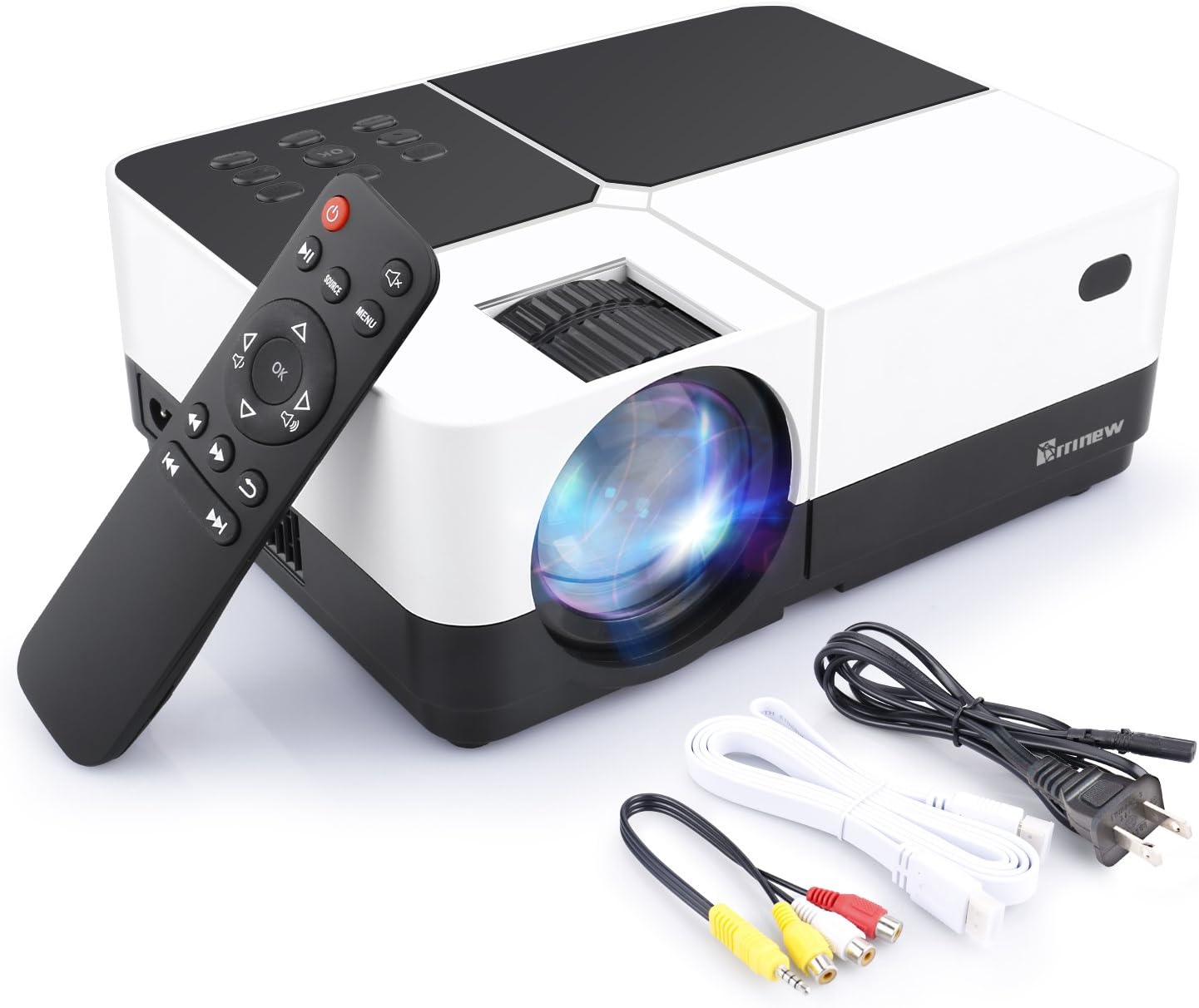 Arrinew Portable Projector, Full HD Mini Video Projector LED Home Theater Projector with HDMI Cable, Compatible with AV HDMI USB SD Card VGA