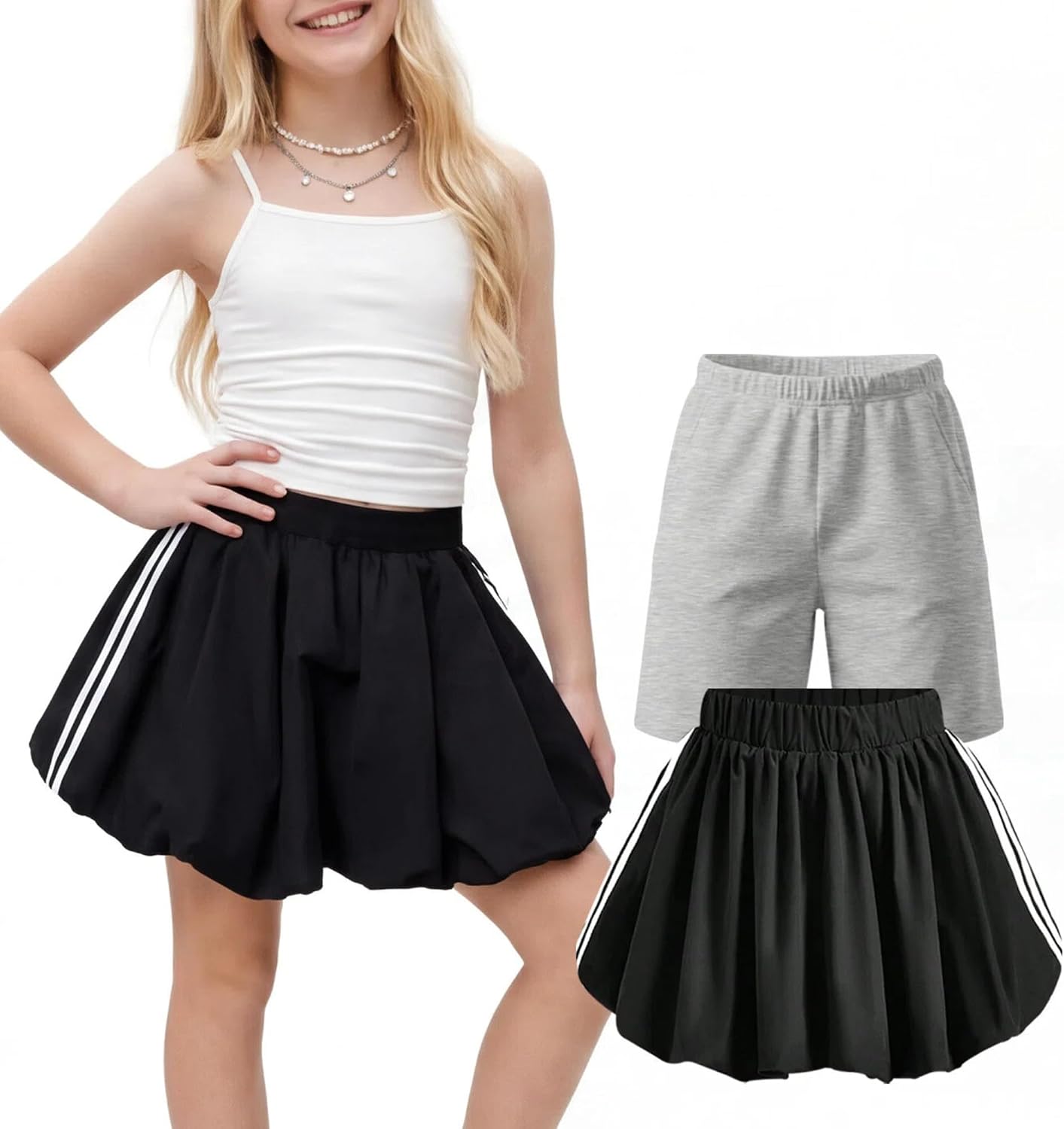 PureChapter 3 Pack Girls Shorts Casual Style with Leopard, Floral, Plaid,Striped Summer Shorts for Tween 8-12 Years