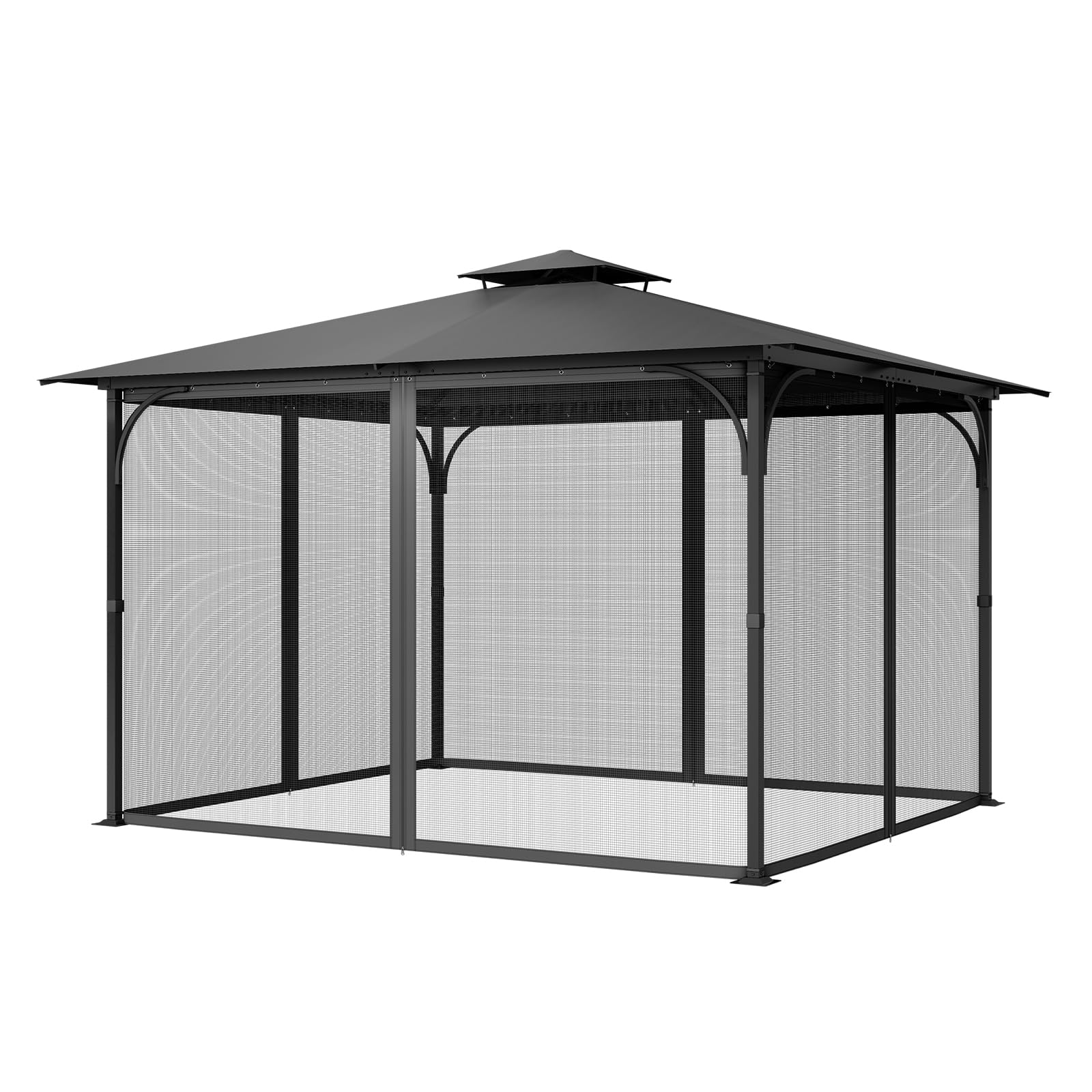 VEVOR Rete di Ricambio per Gazebo, per Gazebo 304,8 x 396,2 x 207,3 cm Rete Anti-Moscerini per Patio, Tenda per Esterni a 4 Pannelli, con Doppia Cerniera, Schermo per Baldacchino, Solo Rete, Nero