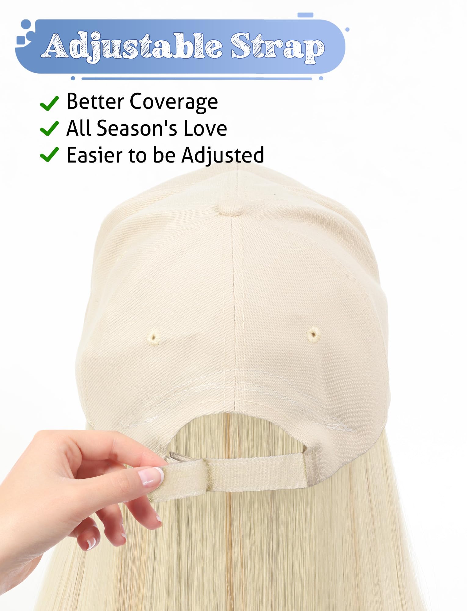 Shoulder Length Wig Peaked Cap for Women Straight Style Synthetic Heat Resistant Party Travelling Wig Teen Girls Light Blonde Highlight - Image 4