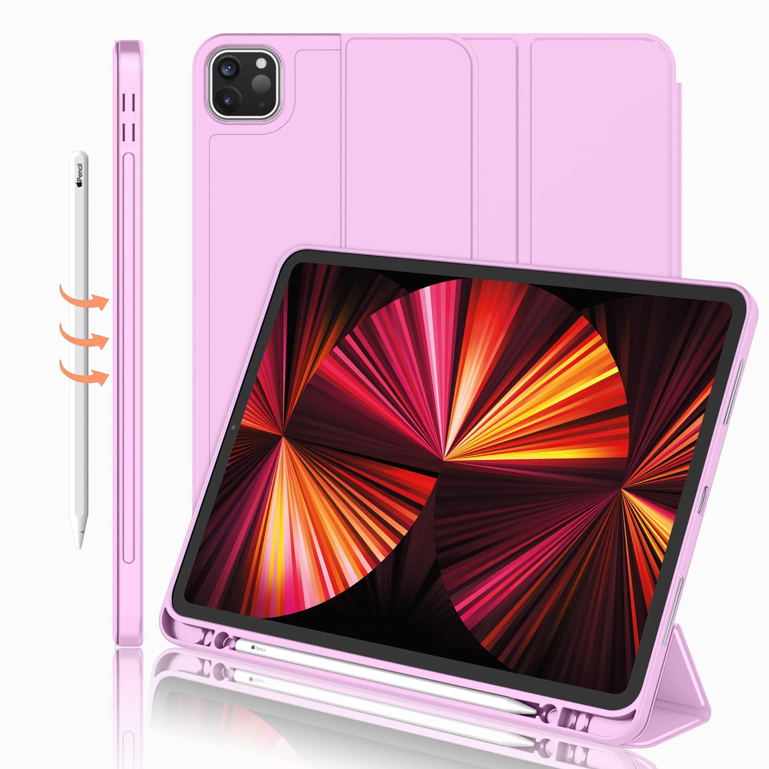 iMieet New iPad Pro 11 Inch Case 2022(4th Gen)/ 2021(3rd Gen) with Pencil Holder [Support iPad 2nd Pencil Charging/Pair],Trifold Stand Smart Case with