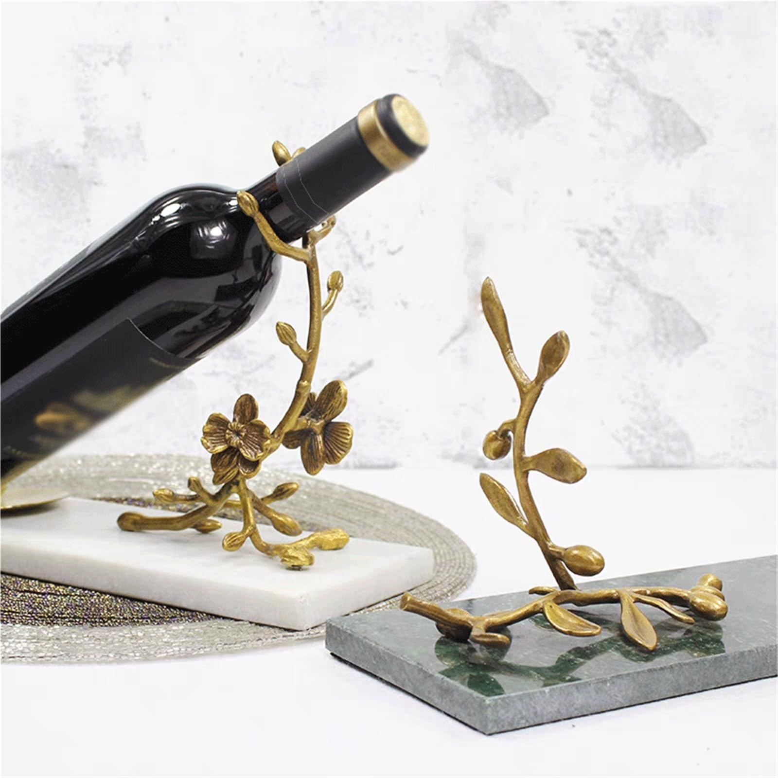 Versatile Portabottiglie da Tavolo in Ottone e Marmo