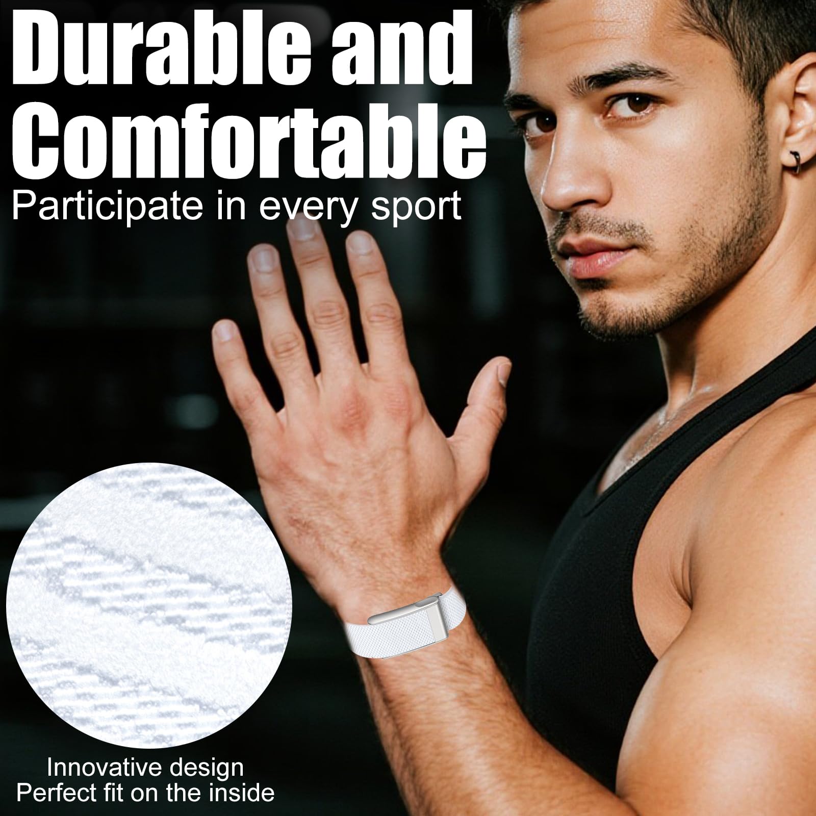 Bracelet tressé nylon pour Whoop 5.0, Bracelet de sport léger, Boucle Réglable Sangles Sport élastiques pour homme et femme