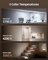 Vista 4 de EZVALO Iluminación bajo gabinete, luz LED recargable de 98 LED con sensor de movimiento para interiores, luces magnéticas regulables para armario