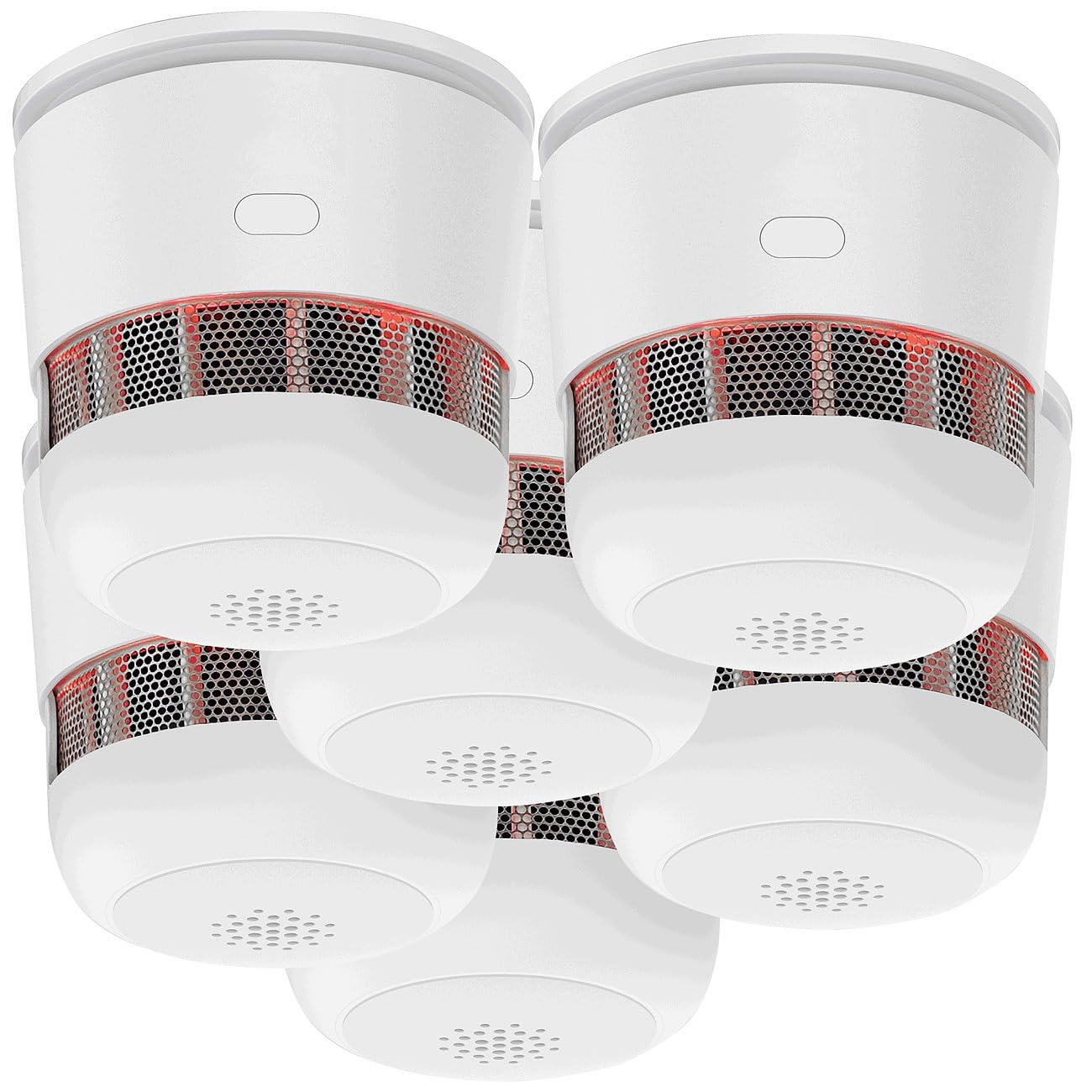 VisorTech 6er-Set Mini-Rauchwarnmelder, 85 dB Alarm, 10 Jahre Batterie, EN 1460