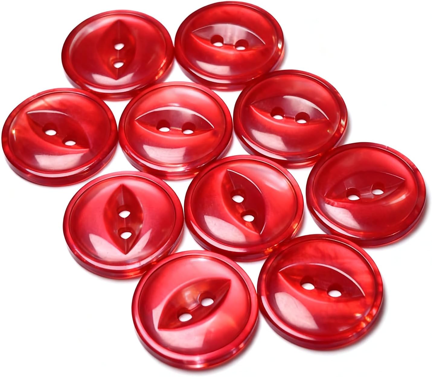 10PCS 5/8 Inch (15mm) 2-Hole Resin Sewing Buttons, Thickened Round Craft Buttons Replacement for Clothing, Coat DIY Sewing and Craft Projects Red