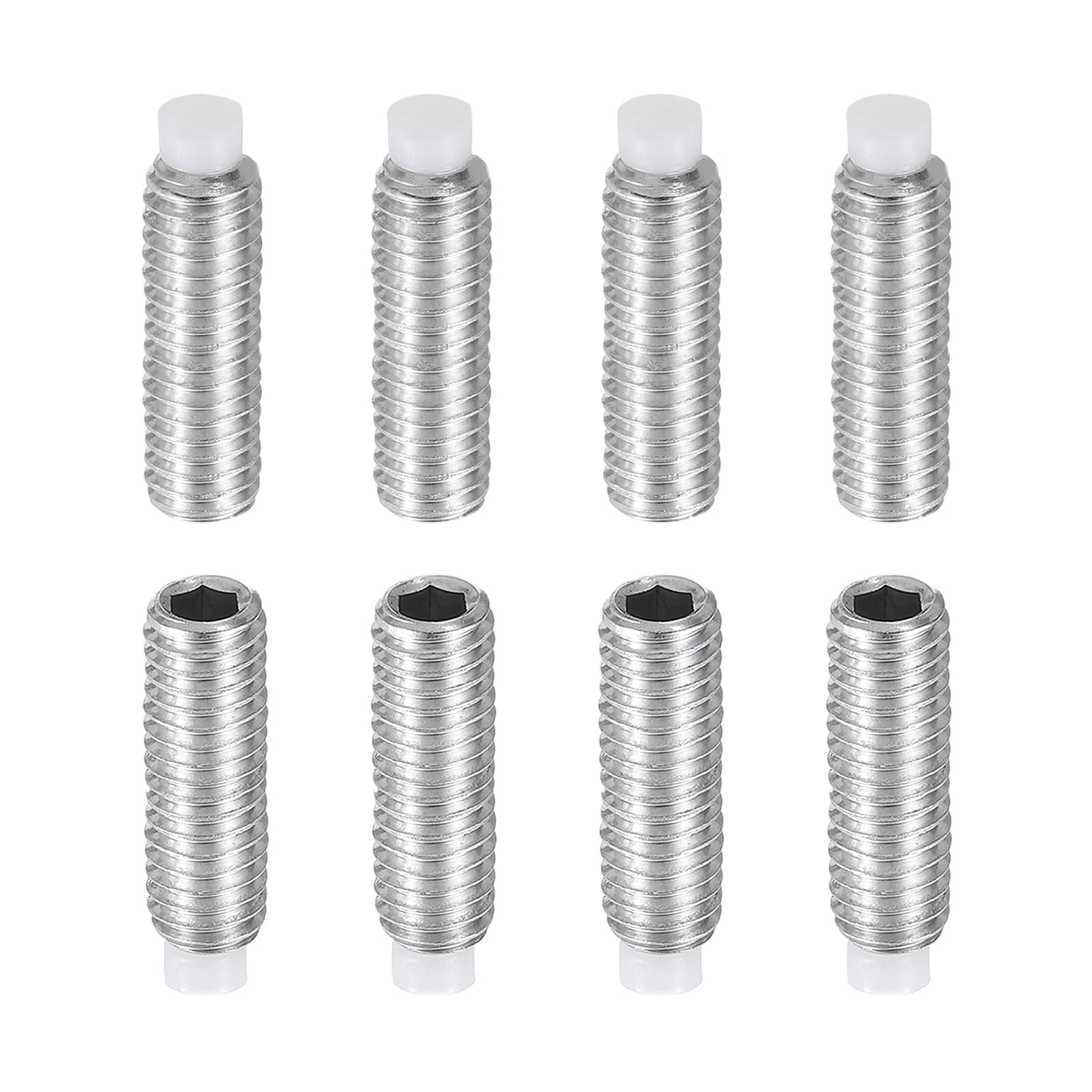 sourcing map 8 Pcs M6x20mm Nylon Tip Grub Screw, 304 Stainless Steel Metric Hex Socket Set Screws for Furniture Repair Industrial Machinery and Equipment