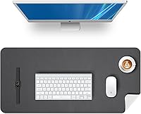 Vista 10 de KINGFOM - Protector de escritorio para oficina, organizador de cuero sintético secante con superficie cómoda para escritura