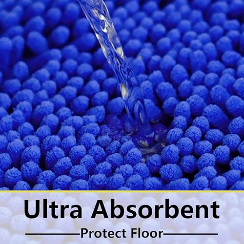 Miniatura 6 de Alfombras de baño de felpilla de 3 piezas extra suaves y absorbentes, lavables a máquina, fuerte PVC antideslizante en la parte inferior, tapetes de