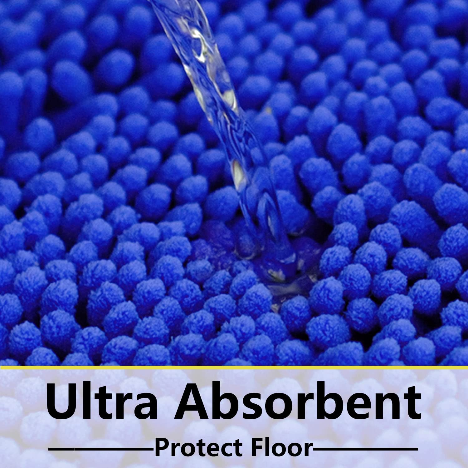 Alfombras de baño de felpilla de 3 piezas extra suaves y absorbentes, lavables a máquina, parte inferior antideslizante de PVC resistente, tapetes de felpa (azul rey)