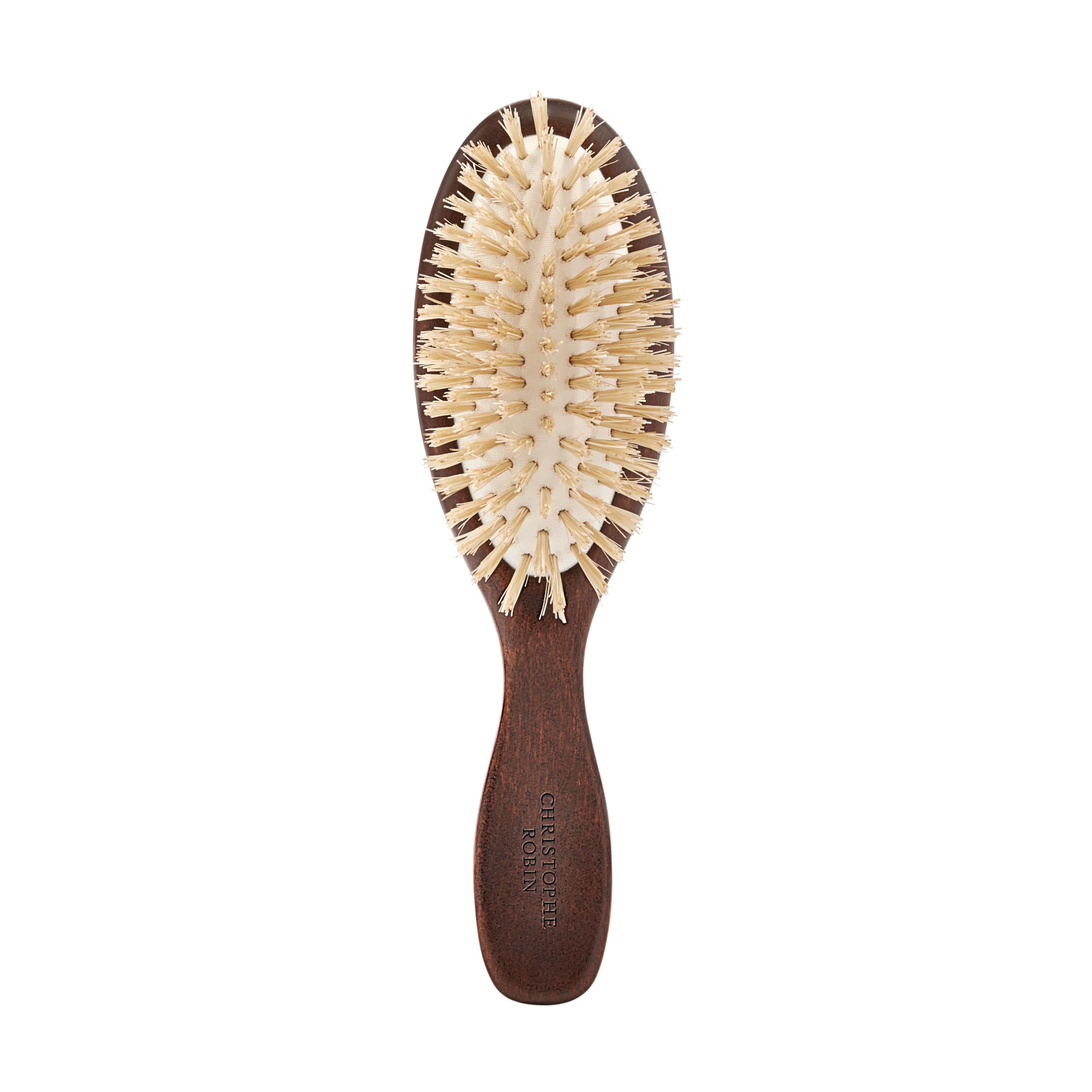 Christophe Robin Natural Boar-Bristle Travel Hairbrush | Travel boar-bristle brush that gently detangles, smooths and boosts shine for all hair types.