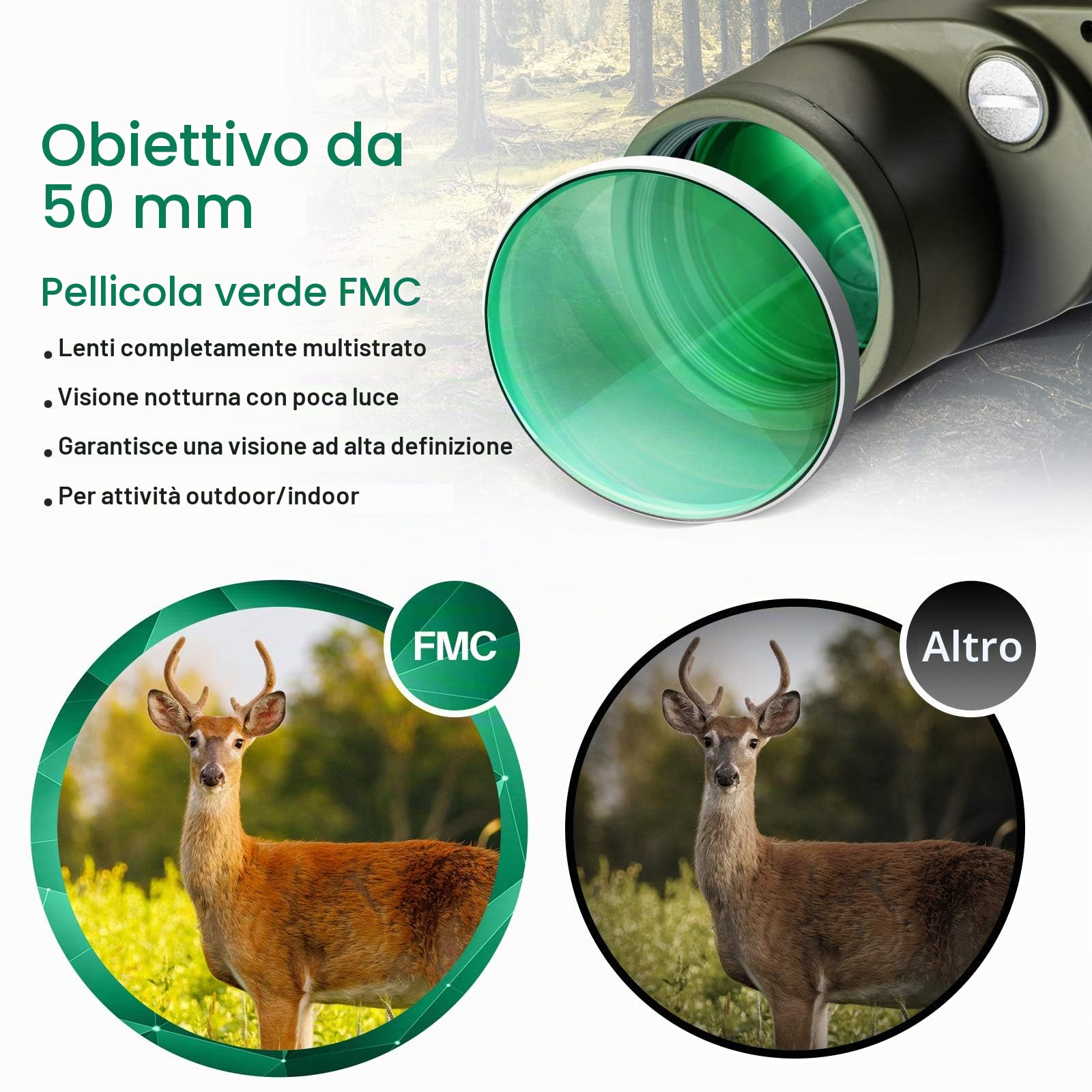10X50 Binocolo Professionale, con Bussola e Telemetro, Alta Potenza, Alta Definizione, Grande Campo Di Visione, Per La Navigazione Di Piacere, Il Cross-Country E I Viaggi