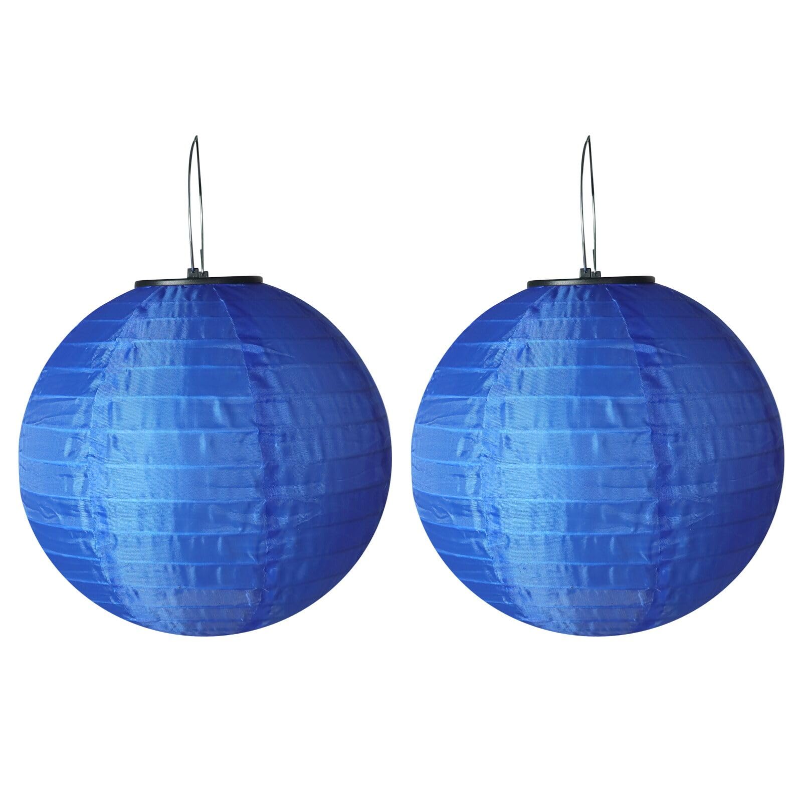 himmel Solar Outdoor Lanterns, 2 Pieces, Solar LED Lantern, Waterproof Nylon Hanging Garden Lantern, 25 cm, Solar Lighting for Garden, Yard, Patio, Wedding, Halloween Party Decoration (Blue)
