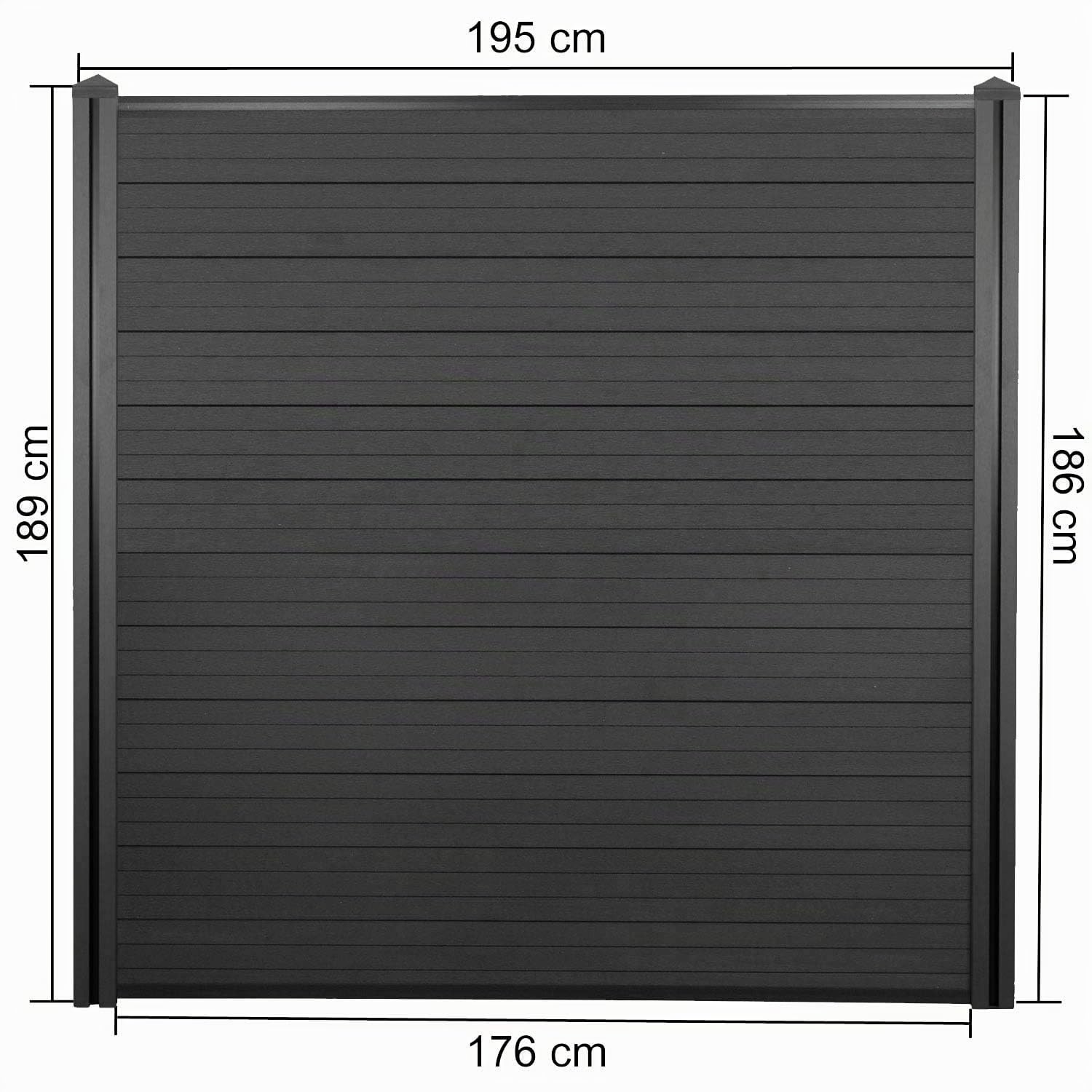 Mendler WPC-Sichtschutz Sarthe WPC-Pfosten 3er Set 5,7m - anthrazit | Windschutz Zaun