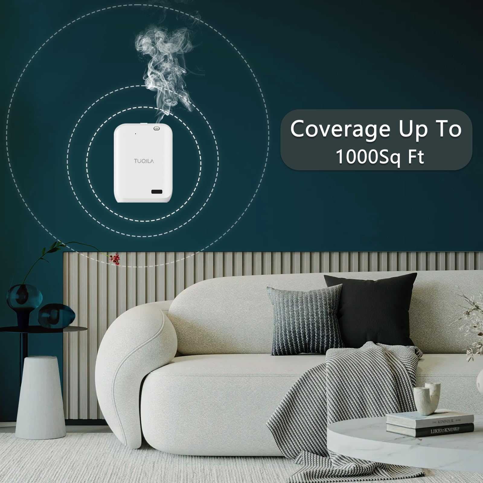 Diffuseur sans eau à brancher de 150 ml, 1000 m², contrôle par application, diffuseur d'huiles essentielles, diffuseur d'huiles essentielles, diffusion murale de parfum d'air froid pour la