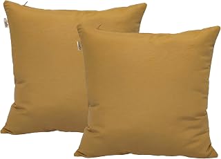 Pack 2 fundas de cojín 45x45 cm Marrón Kamel – Tejido resistente y duradero, cremallera oculta, acabado artesanal hecho en España. Ideal para decoración de casa, sofá, cama. (2LC Marrón Kamel 45x45)