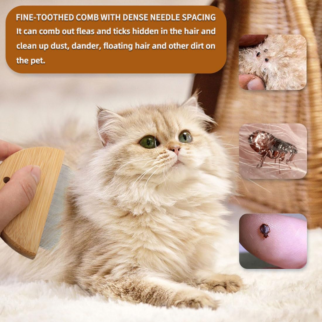 anti puces - 2 pcs Peigne Anti puces pour Chat/Chien,Pas de matière Plastique,Peigne a Puce,Brosse Chat,Peigne Chien,Anti-puces, poux et tiques pour Chiens,Anti-Puce Chaton