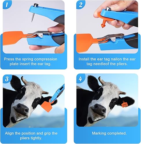 Miniatura 3 de Aplicador universal de etiqueta de oído para ganado y alicates de etiqueta de oído para ganado animal ganado cerdo cabra oveja