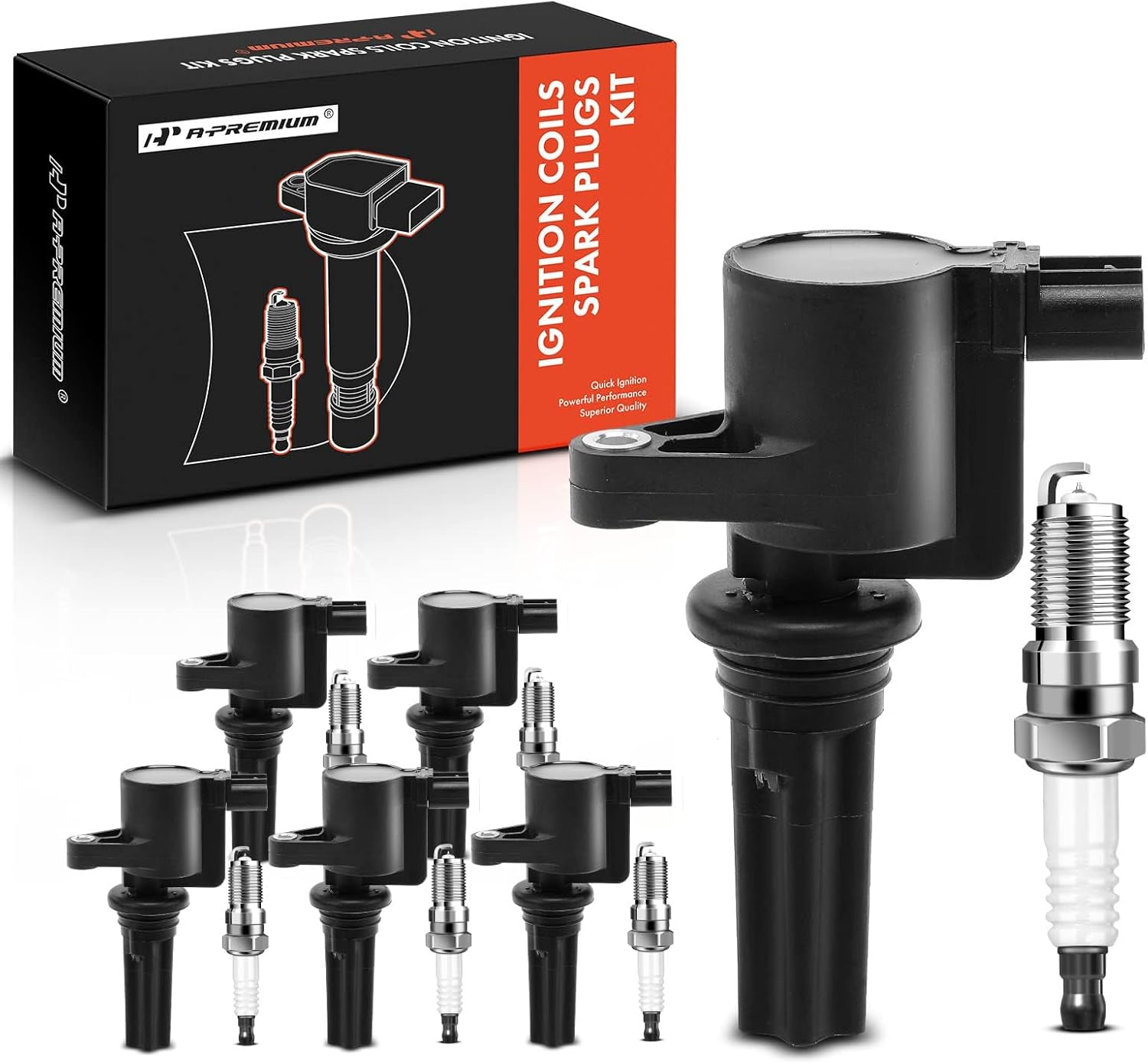 A-Premium Set of 6 Ignition Coil Pack and Iridium Spark Plugs Compatible with Lincoln LS 2000-2005 3.0L