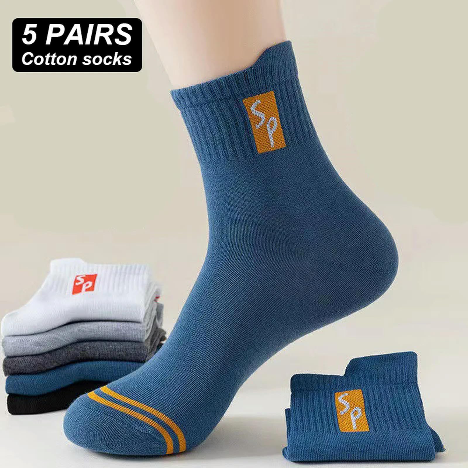 skarpety 5 par nowe męskie skarpety sportowe bawełniane na co dzień spacer wiosna jesień moda dla mężczyzn rozmiar Eu38-45