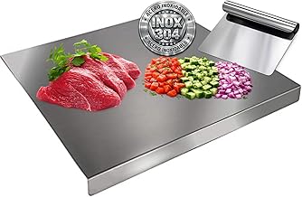 Stainless Steel Cutting Board Kit 304-40 x 30 cm + Kitchen Spatula 14 x 12 cm | Hygienic and Antibacterial | Ideal for Meat, Fruits, Vegetables or Kneading | Easy to Clean.
