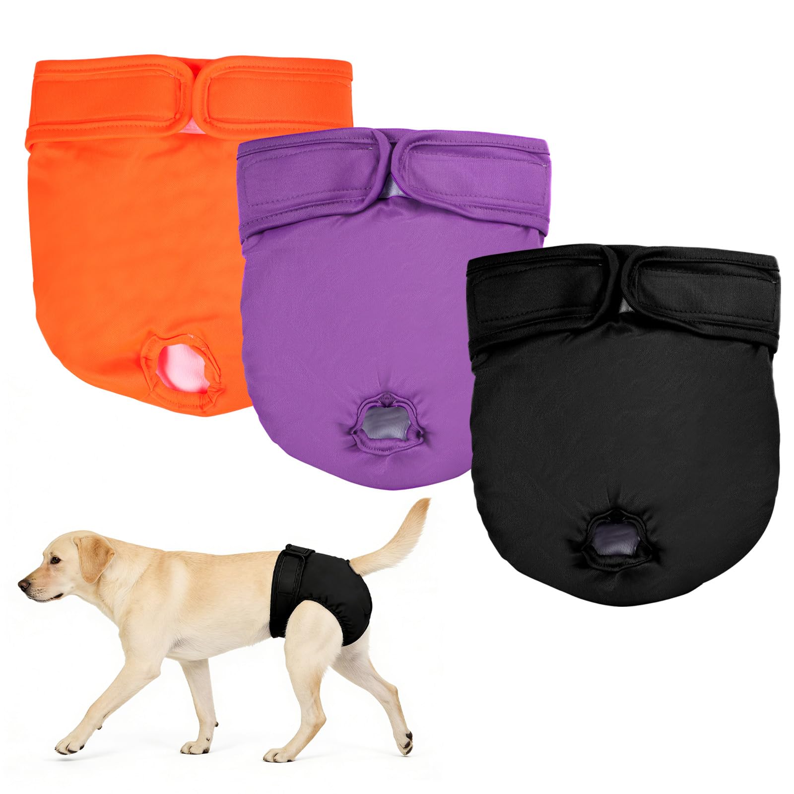 Couches réutilisables pour chien femelle lavables et ultra absorbantes en lot de 3 coloris