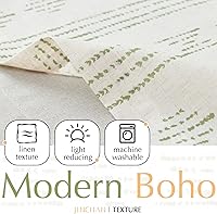 Vista 5 de jinchan Cortinas opacas con cenefa geométrica a rayas bohemias de doble capa para ventanas de 18 pulgadas, tratamiento de ventana de granja