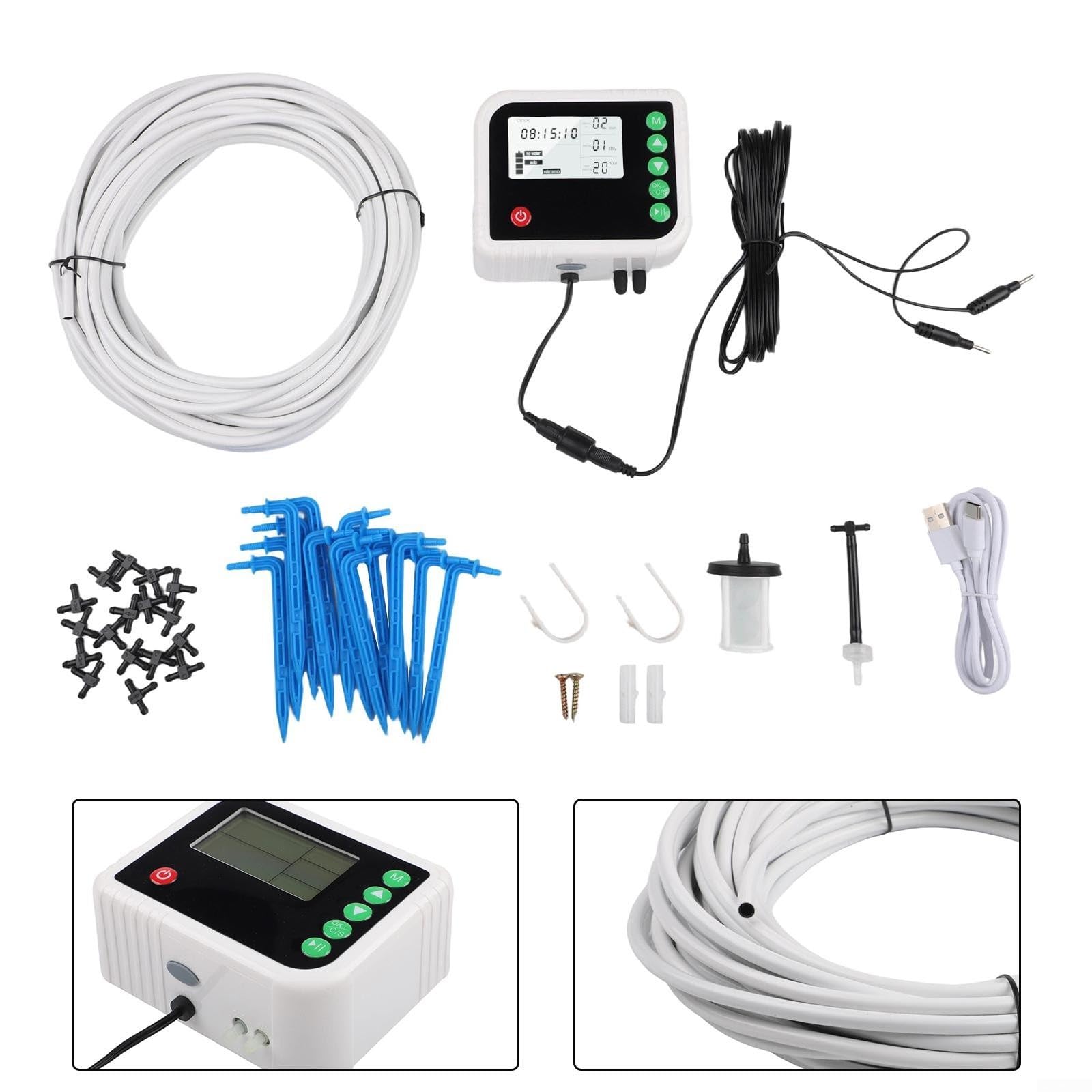 Automatisches Pflanzenbewässerungssystem Solar Tropfbewässerung Kit für 15 Töpfe Garten Outdoor Indoor Use Einstellbarer Timer