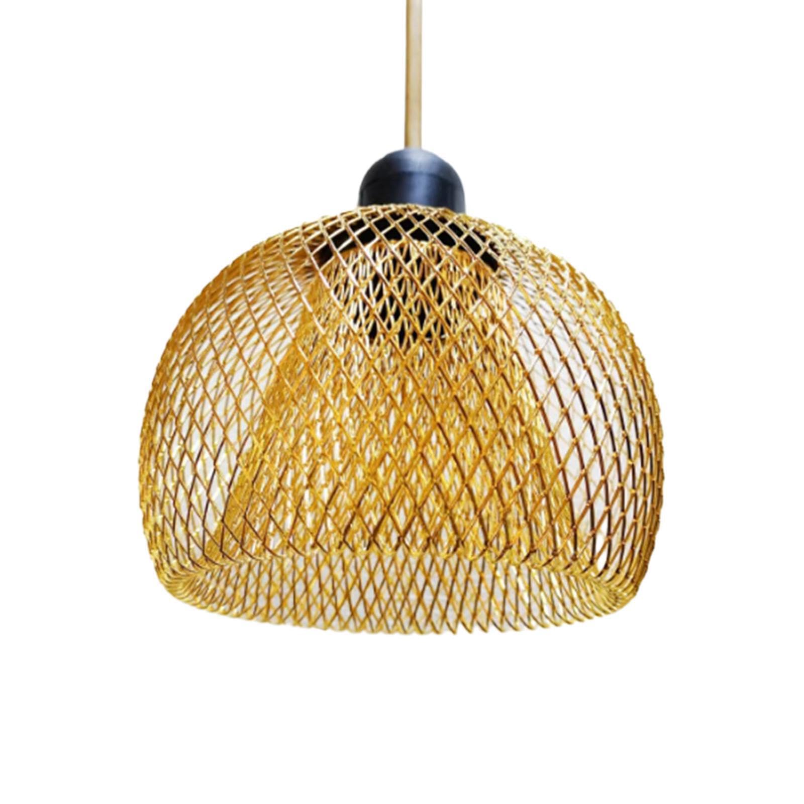 Quxvuis Gold Spherical Unique Basket Chandelier Shade Cover Elegant Woven Lampshade Handcrafted Light Fixture Dining Areas Every Detail Of Imitation Rope Pendant Lights Is,