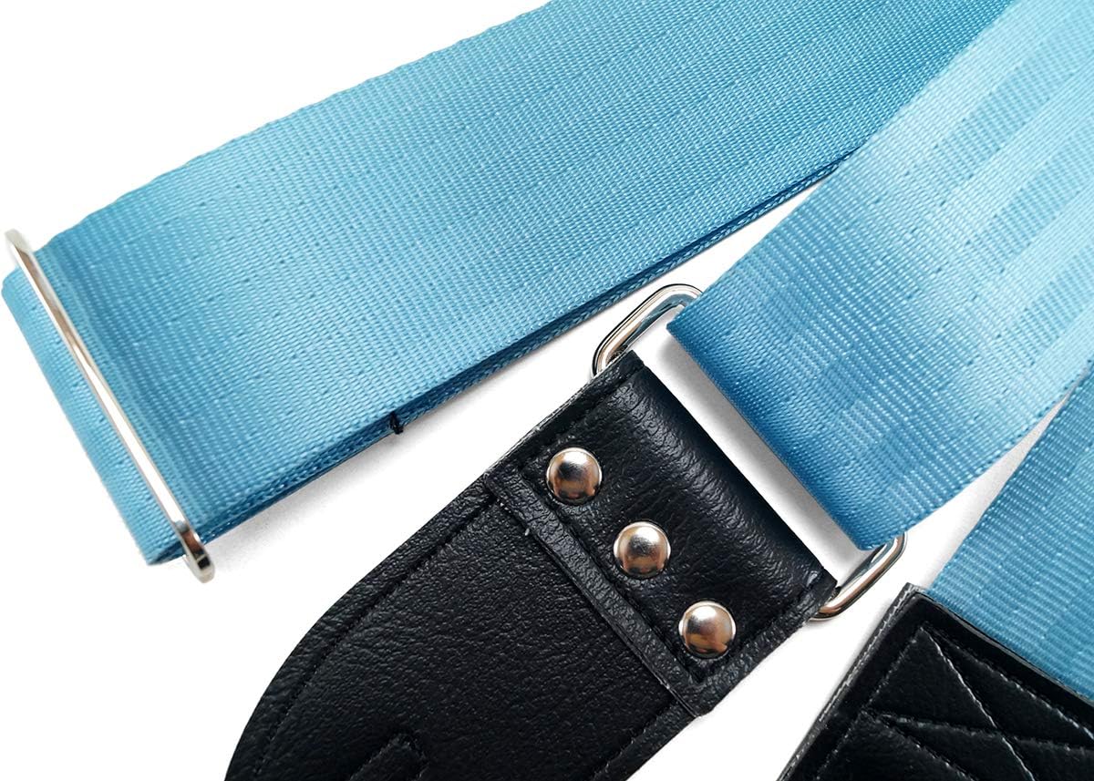 THE ORIGINAL RECYCLED SEATBELT GUITAR STRAP Made in USA by Couch Guitar Straps (Light Blue)