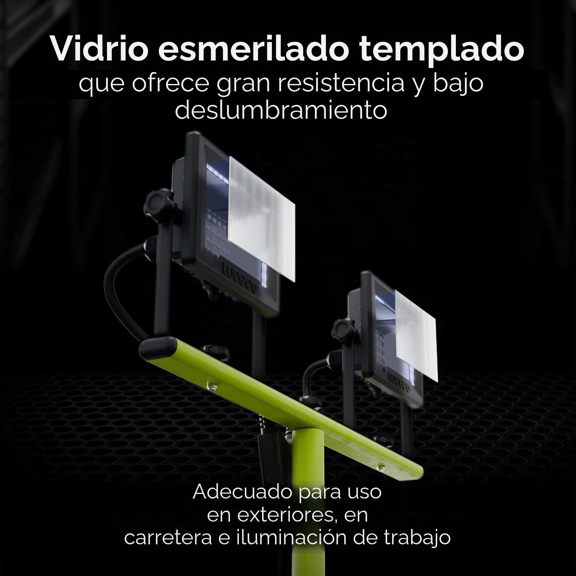 Luceco LED Slimline Trípode luz de trabajo, 2 x 20 W con cable de 3 metros, 230 V, negro y verde