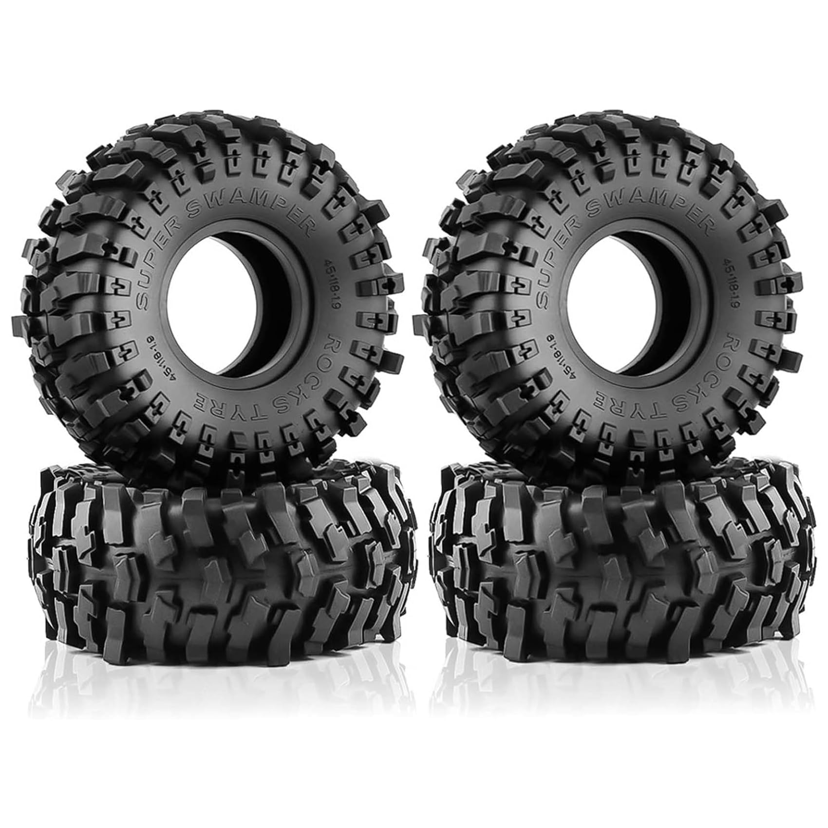 4PCS 1.55 Metal Beadlock Jantes Pneus Set pour 1-10 RC Crawler Car Axial Yeti Jr RC4WD D90 TF2