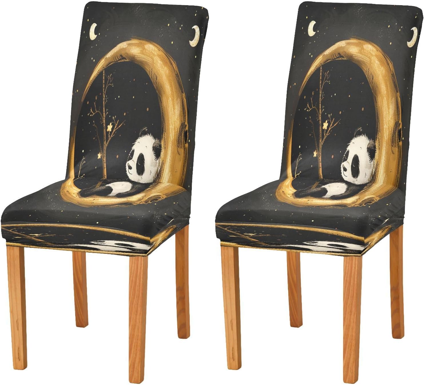 ALAZA Chair Covers for Dining Room, Panda and Eucalyptus Stretch Chair Cover Sets Chair Protector Removable Washable for Ktichen Restaurant Hotel