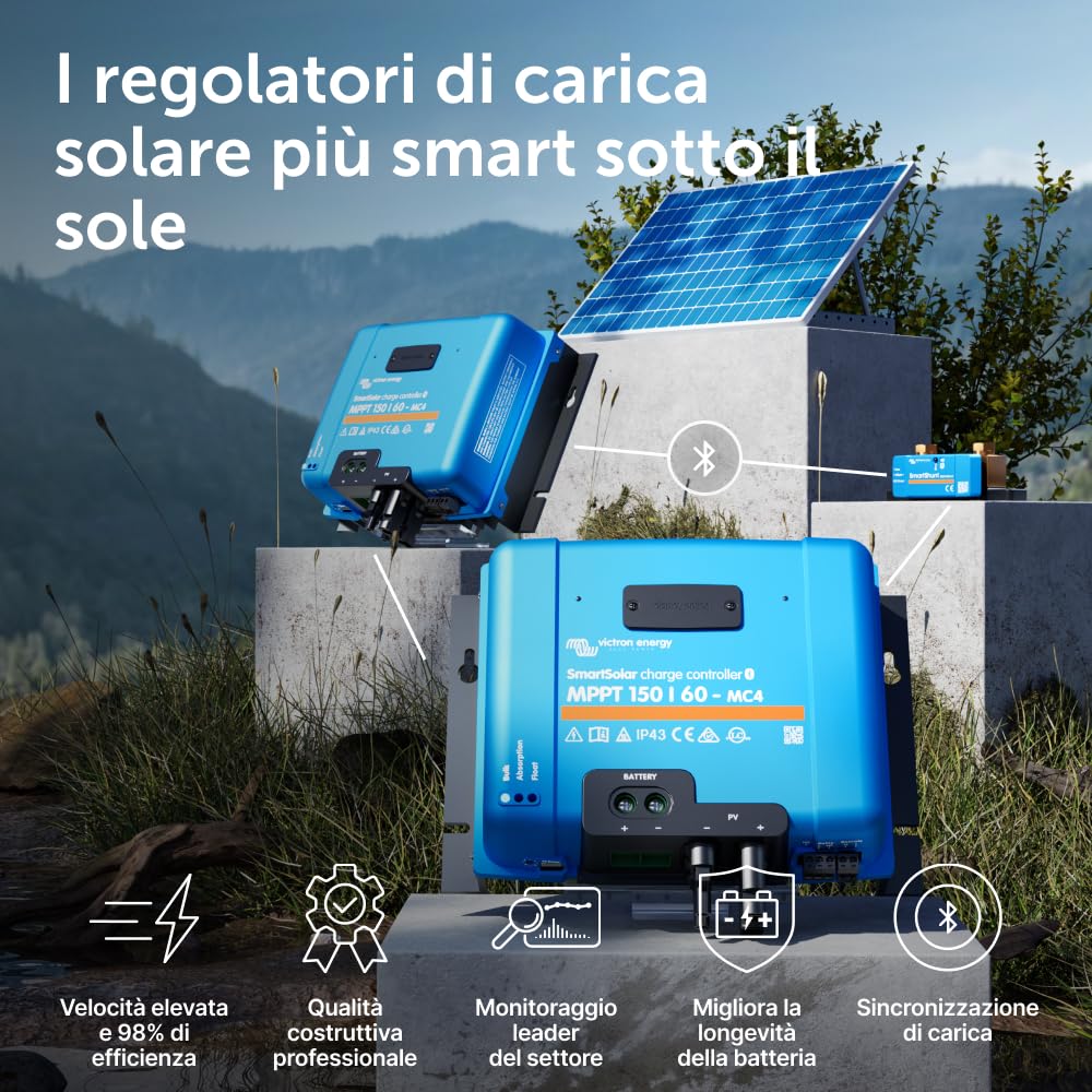Victron Energy SmartSolar MPPT MC4 150V 60 amp 12/24/36/48-Volt Regolatore di carica solare (Bluetooth)