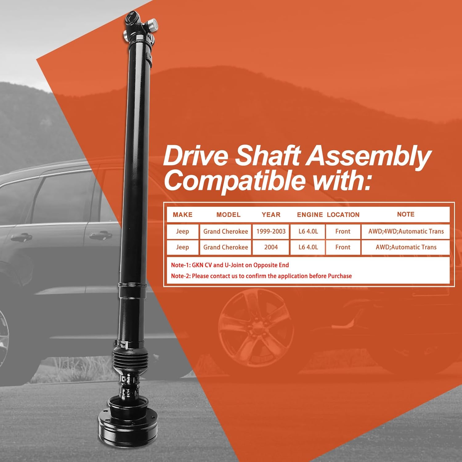 52105884AA Front Drive Shaft Prop Shaft Propeller Shaft Driveshaft Assembly Compatible with 2002 2003 2004 Jeep Grand Cherokee, L6 4.0L, Sport Utility, Replace OE 52105884AA, 659767