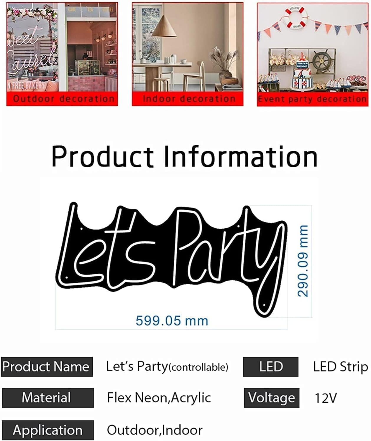 半価特販 宴会 Ledネオンサイン クリスマス会 Party レッツパーティー Lets 蛍光灯 電球