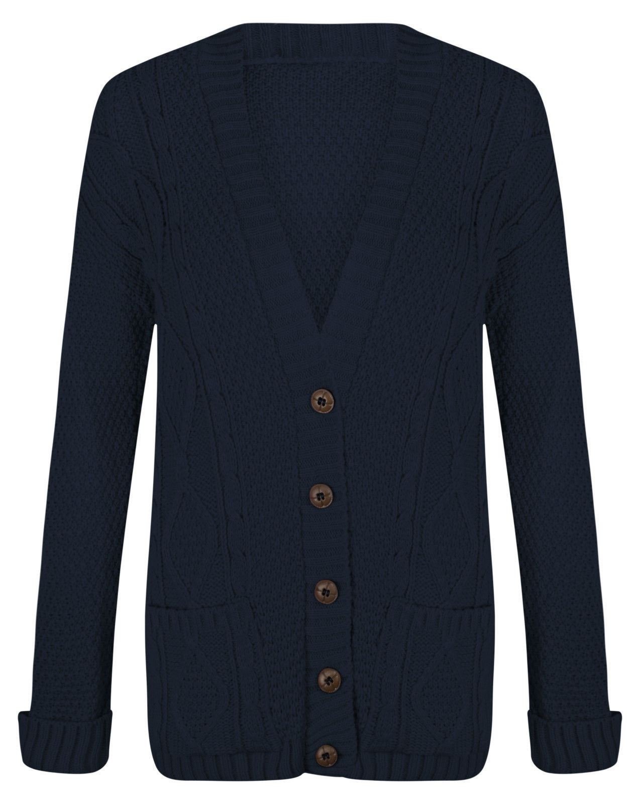 Hamishkane Women's Navy Hamishkane® Winter Chunky Cardigans For Uk, Warm Long Sleeve Jumpers, V-Neck Long Cardigan With Buttons Casual And Daily Knitwear Cardigans