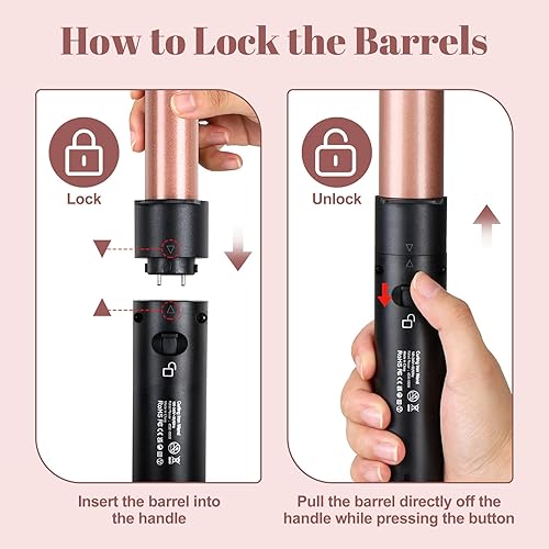 Miniatura 7 de Juego de rizador 5 en 1, varita rizadora con 3 barriles y 4 rizadores intercambiables, rizador de pelo de doble voltaje con control de temperatura