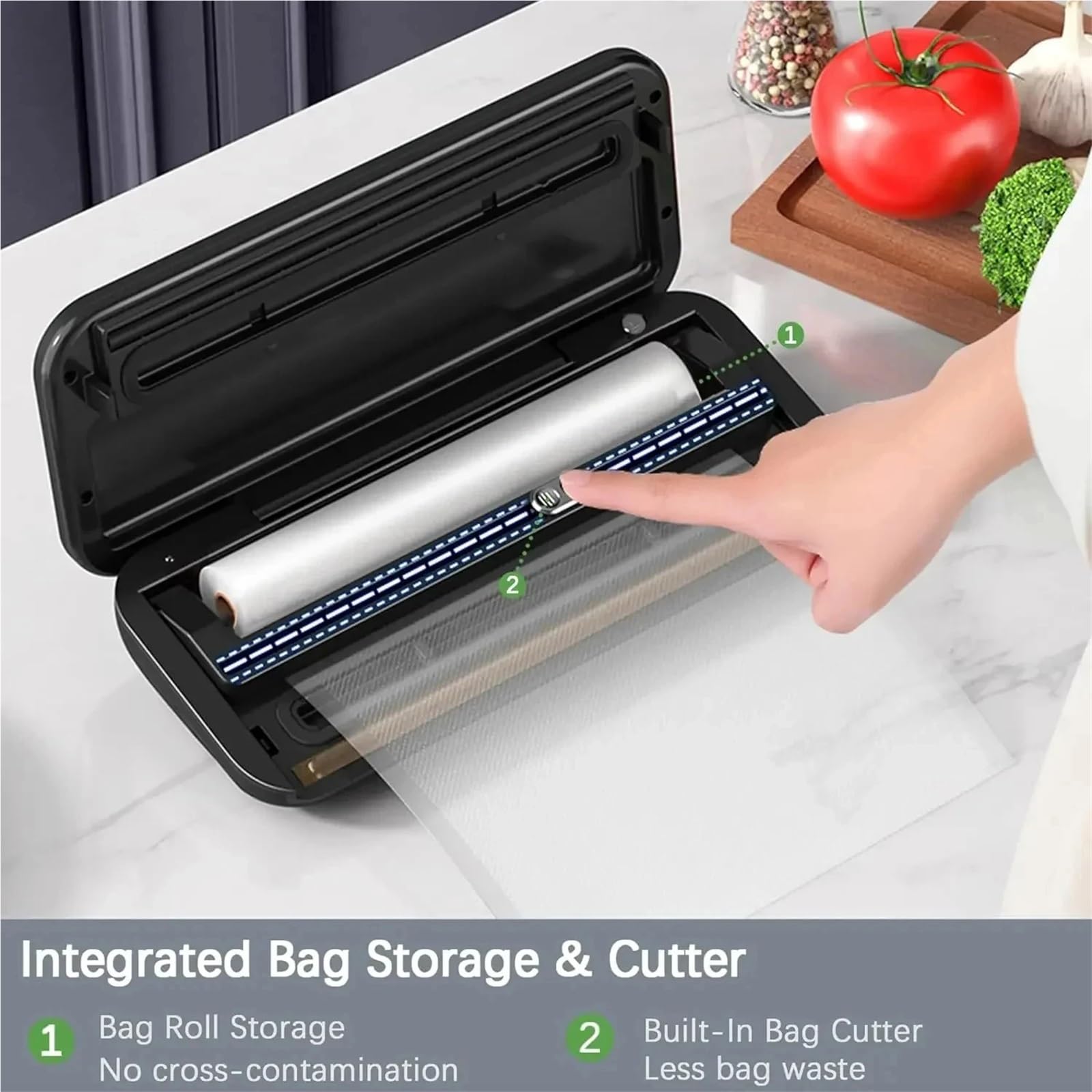 Selladora al vacío, Máquina Selladora Al Vacío Seca/húmeda Con Bolsa De Aire Almacenamiento Para Alimentos Y Kit Inicio,para conservar carne, pescado, frutas y verduras