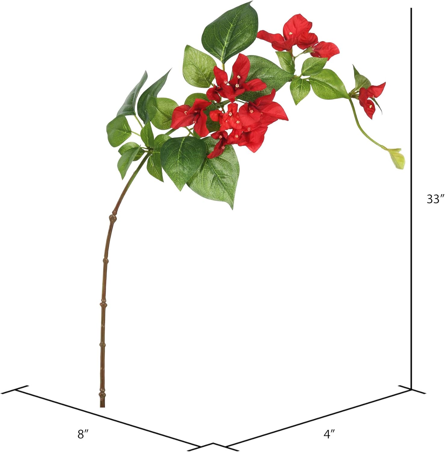Vickerman 33" Red Single Bougainvillea Artificial Floral Stem, Set of 3