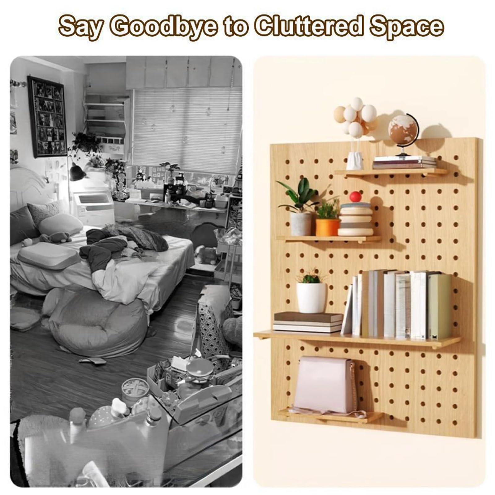 Stecktafel aus Holz für Wohnzimmer, Zuhause, Büro, Kombiniertes Wand-Organizer-Set, Diy-Werkzeugwand Zum Aufhängen, Einfach zu Montieren