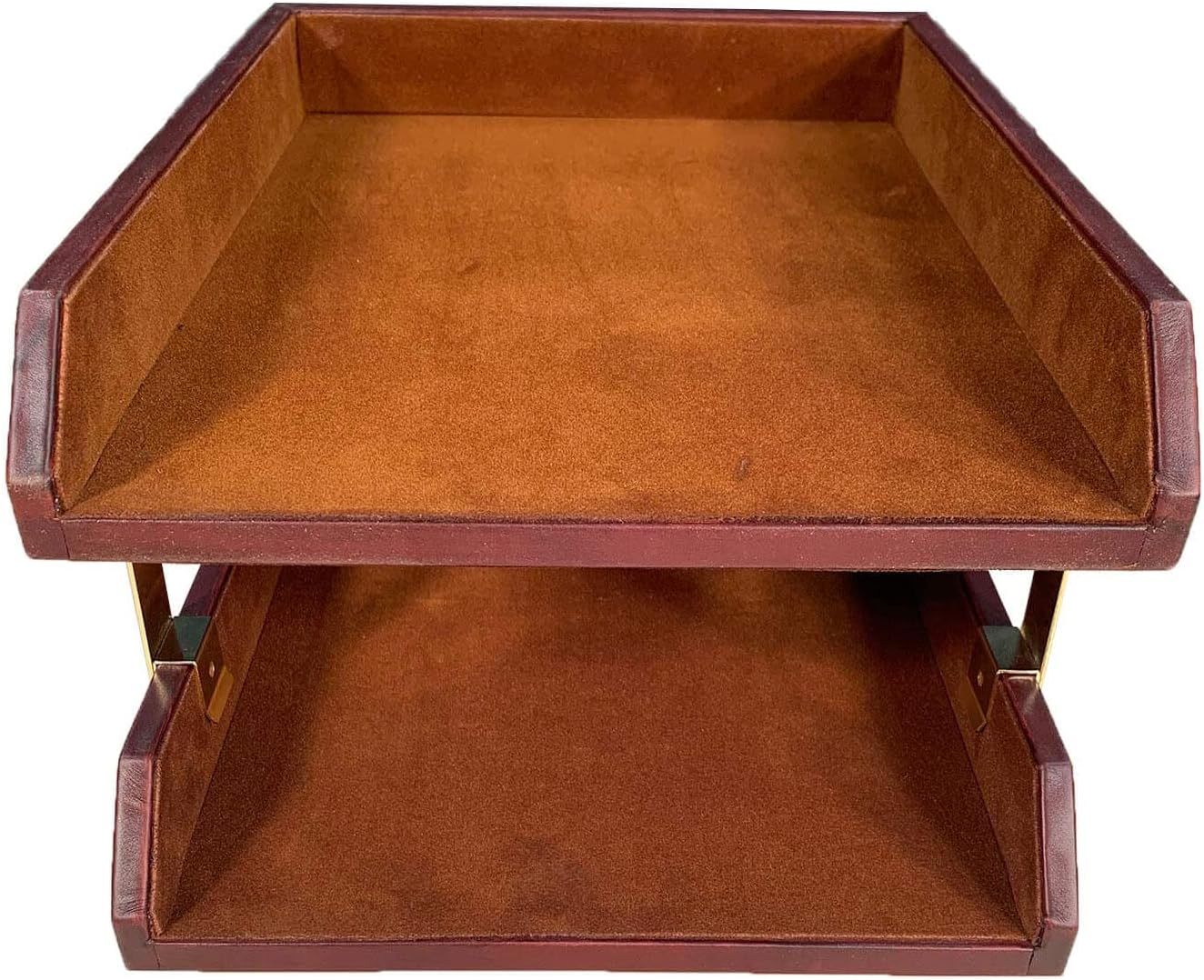 Dacasso Mocha Leather Double Letter Tray (A3020)