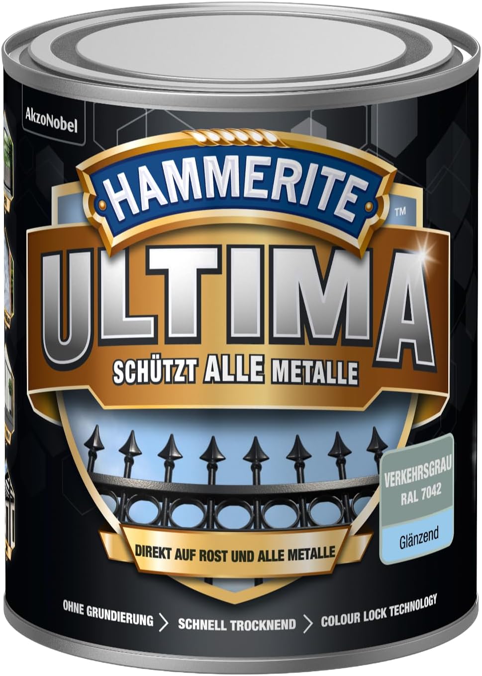 Metal protective paint Ultima glossy traffic grey RAL 7042 750 ml